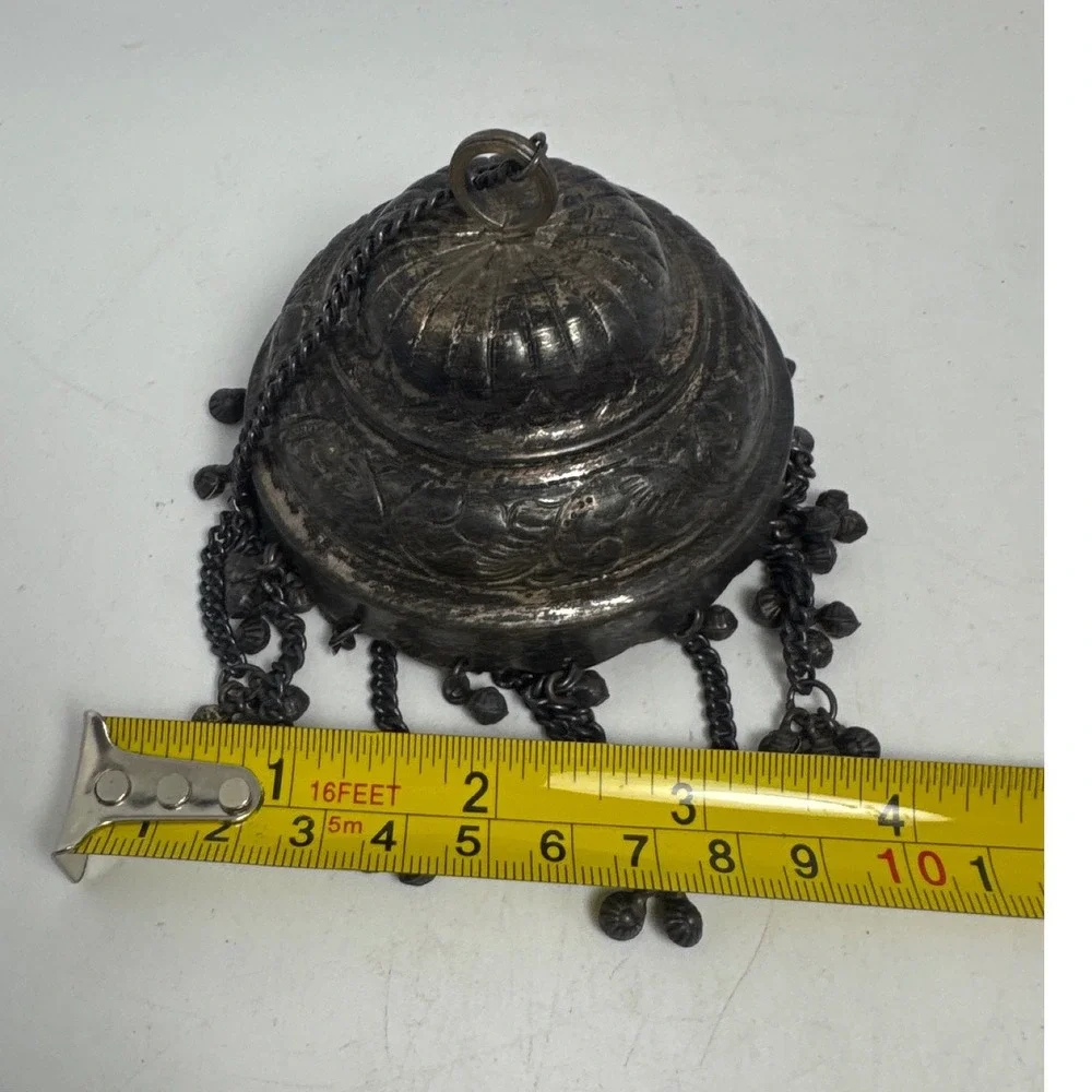 Vintage Indian Chhatra Bell Pendant Tribal Kuchi Boho Tassel with Ghungroo Bells